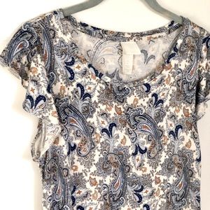 H&M paisley print ruffle sleeve top